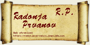 Radonja Prvanov vizit kartica